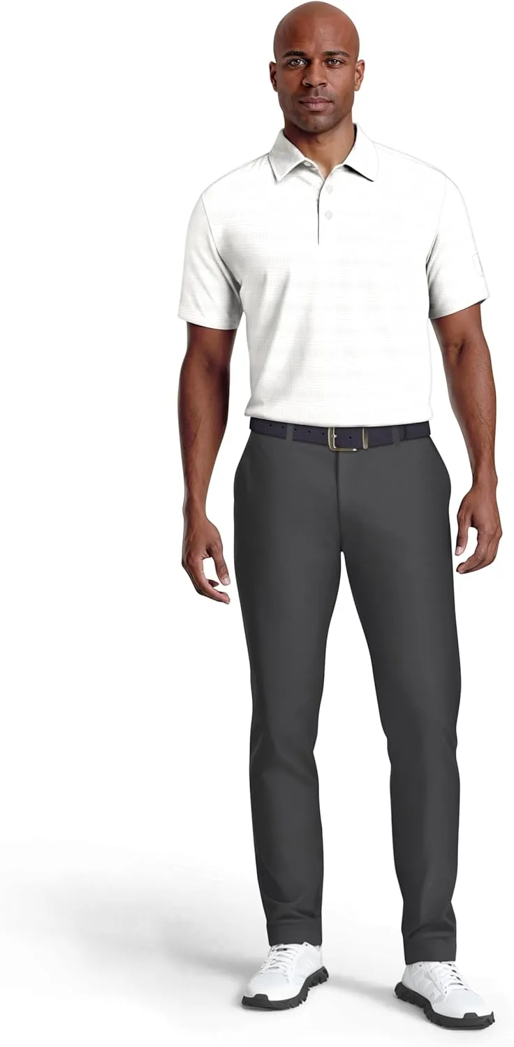 PGA TOUR Airflux Jaspe Cotton Short Sleeve Golf Performance Polo Shirt for Men, Moisture-Wicking, Sun Protection
