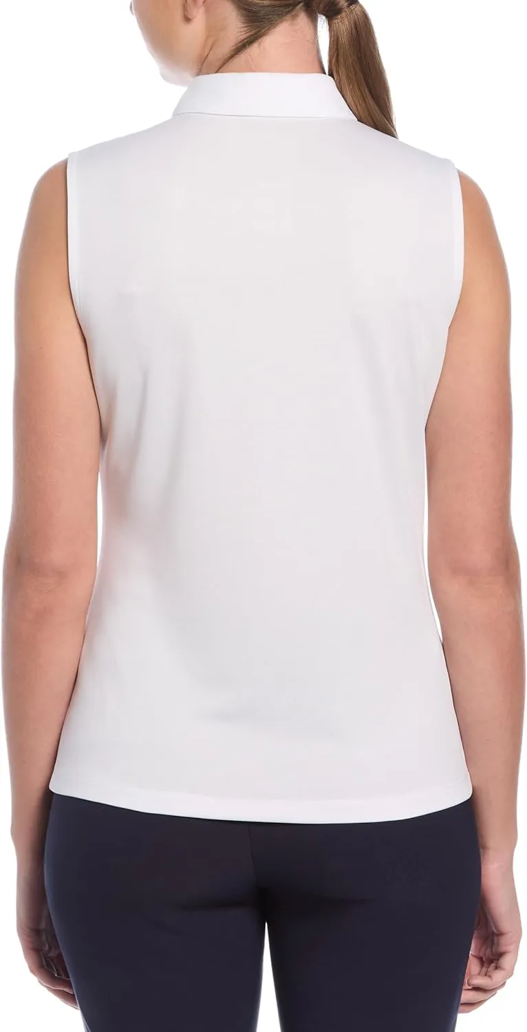 PGA TOUR Women's Airflux Sleeveless Quarter Zip Golf Polo Shirt Moisture-Wicking Fabric