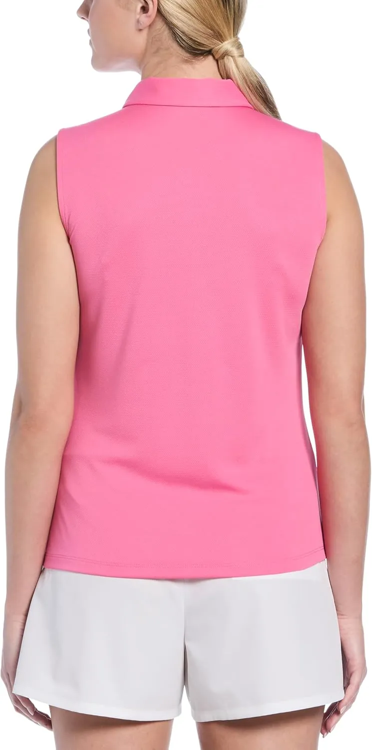 PGA TOUR Women's Airflux Sleeveless Quarter Zip Golf Polo Shirt Moisture-Wicking Fabric
