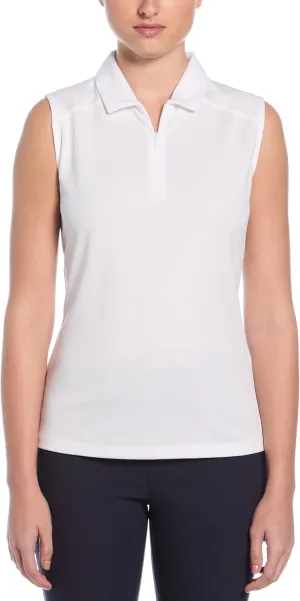 PGA TOUR Women's Airflux Sleeveless Quarter Zip Golf Polo Shirt Moisture-Wicking Fabric