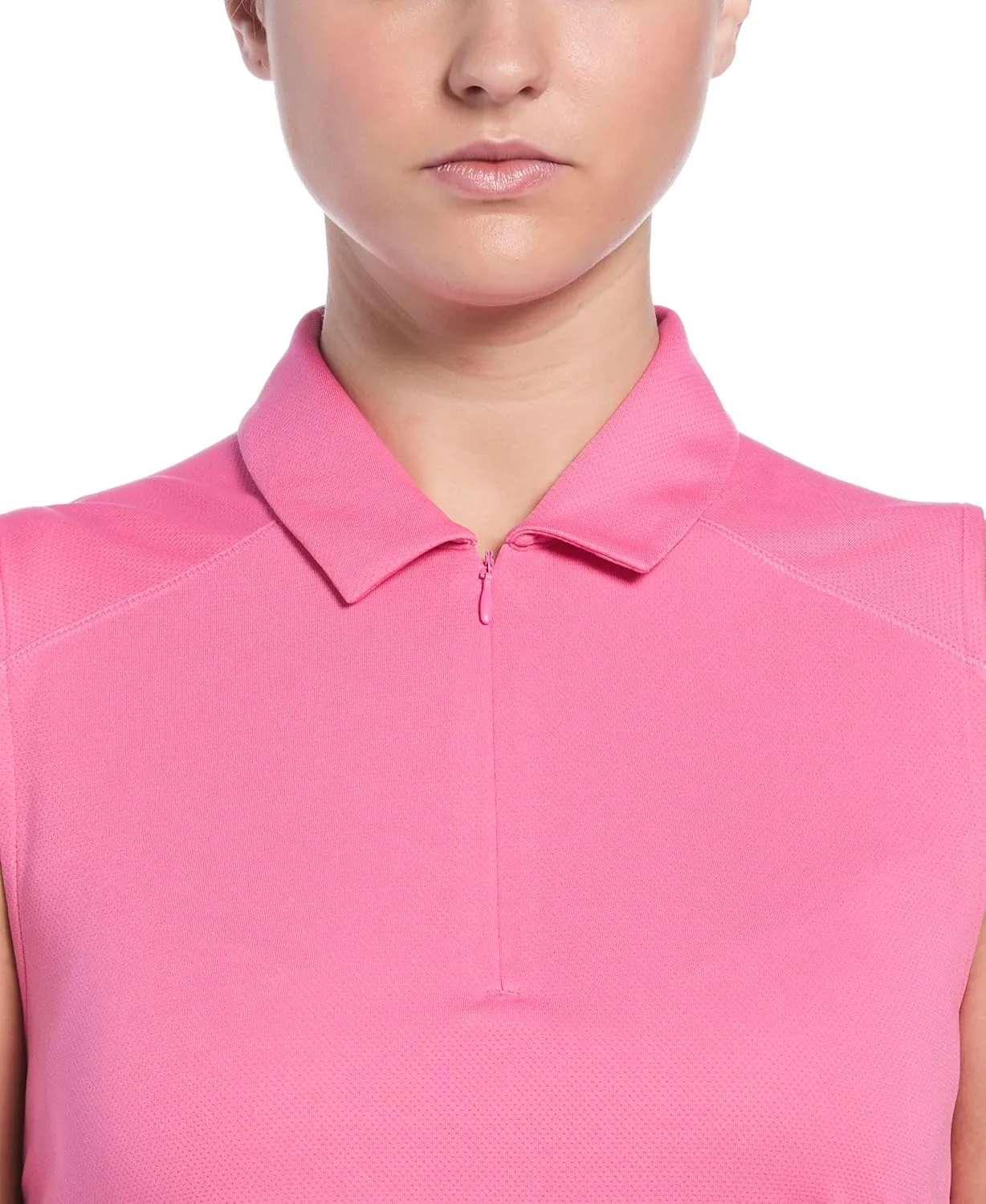 PGA TOUR Women's Airflux Sleeveless Quarter Zip Golf Polo Shirt Moisture-Wicking Fabric