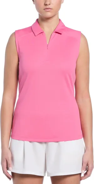 PGA TOUR Women's Airflux Sleeveless Quarter Zip Golf Polo Shirt Moisture-Wicking Fabric