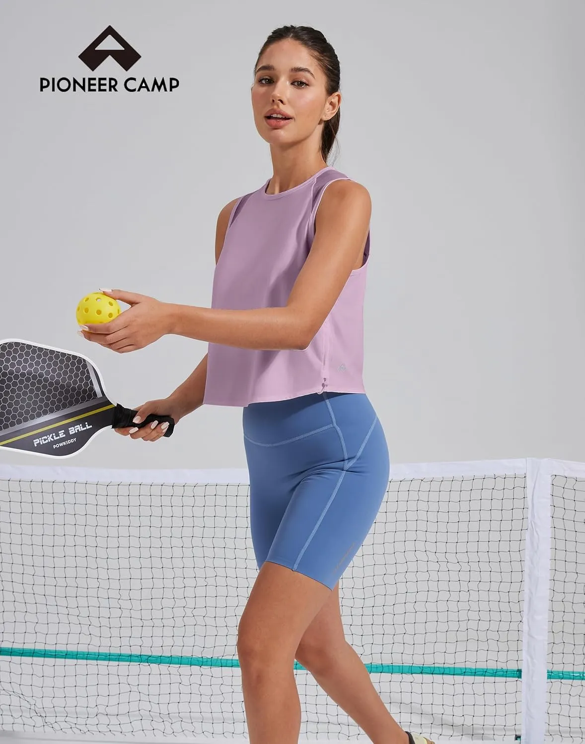 Pioneer Camp Women's Workout Tank Tops Mesh Panel Loose Fit Muscle Tank Athletci Sleeveless Yoga Running Shirts