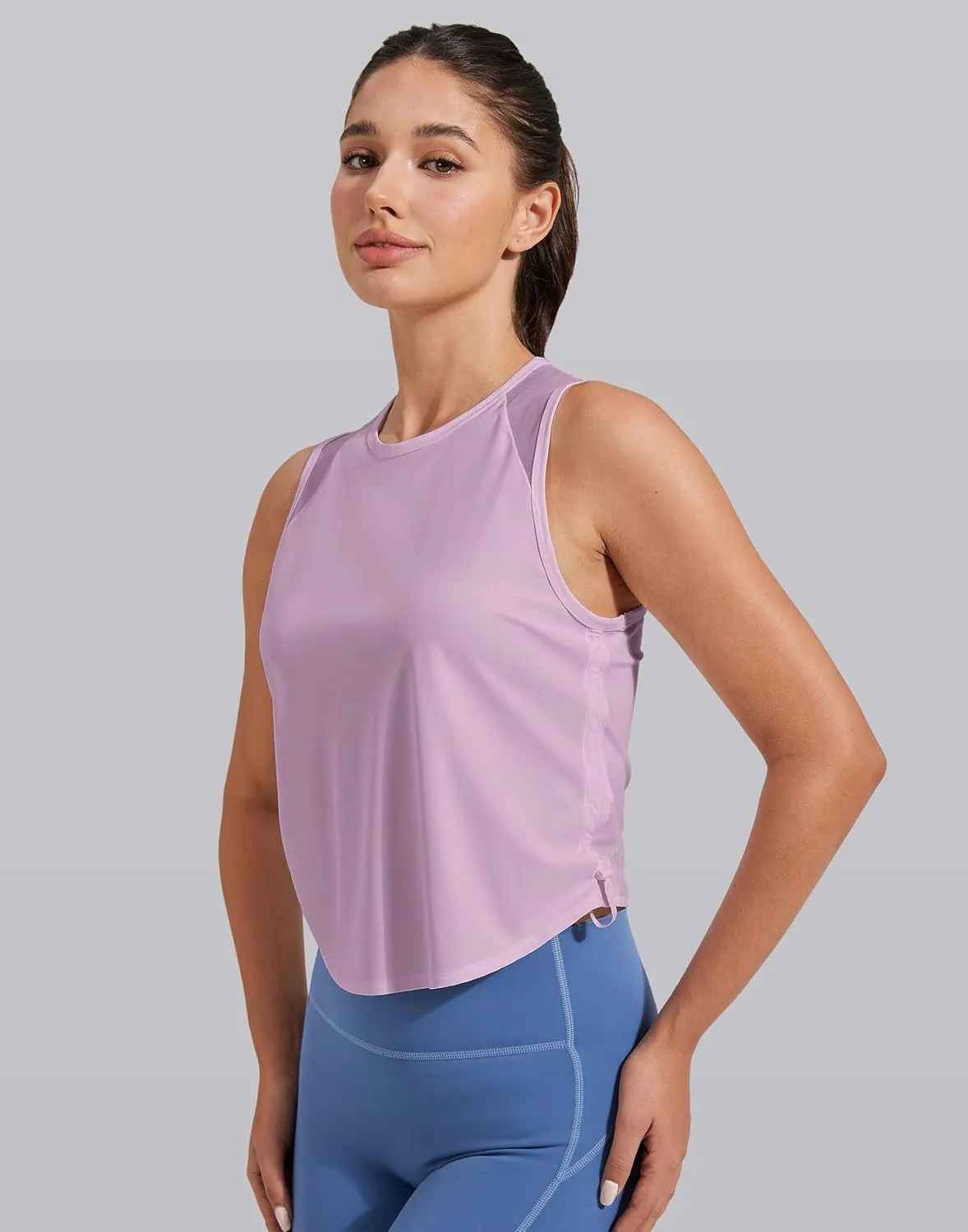 Pioneer Camp Women's Workout Tank Tops Mesh Panel Loose Fit Muscle Tank Athletci Sleeveless Yoga Running Shirts