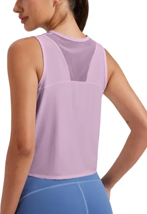 Pioneer Camp Women's Workout Tank Tops Mesh Panel Loose Fit Muscle Tank Athletci Sleeveless Yoga Running Shirts