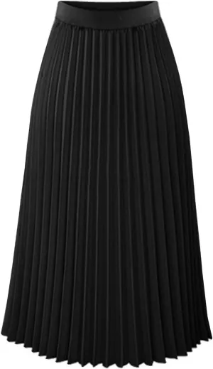 Pleated Skirts for Women High Elastic Waist Midi Long Maxi Skirt Shirring A Line Skirts Fall Winter Mini Dress