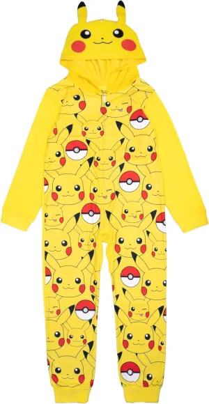 Pokemon Kids' One-Piece Hooded Union Suit Onesie Blanket Sleeper