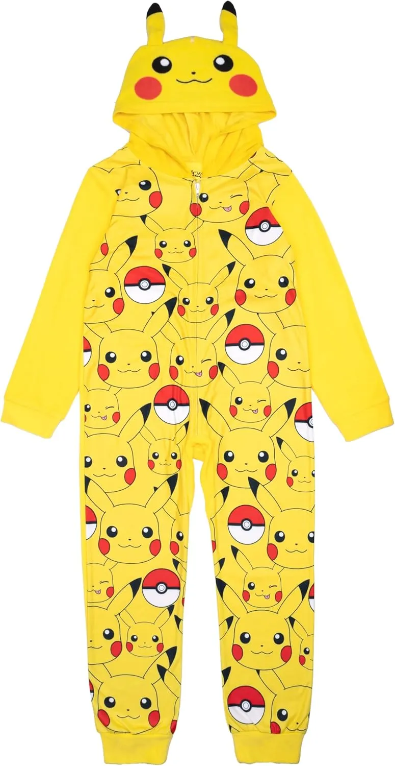 Pokemon Kids' One-Piece Hooded Union Suit Onesie Blanket Sleeper
