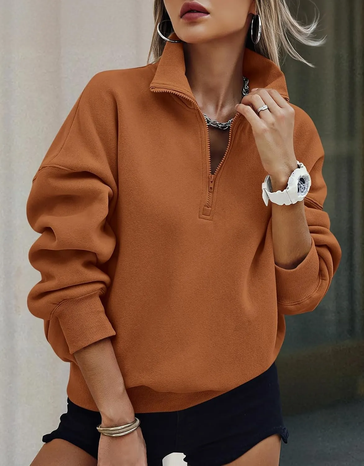 PRETTYGARDEN Womens Half Zip Sweatshirts Fleece Hoodies 2024 Trendy Long Sleeve Pullover Tops Fall Winter Outfits with Pocket