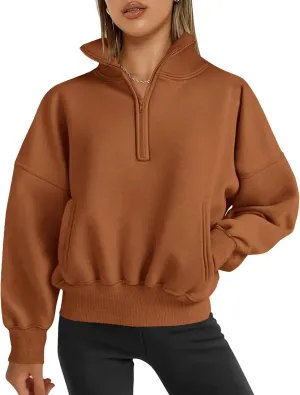PRETTYGARDEN Womens Half Zip Sweatshirts Fleece Hoodies 2024 Trendy Long Sleeve Pullover Tops Fall Winter Outfits with Pocket