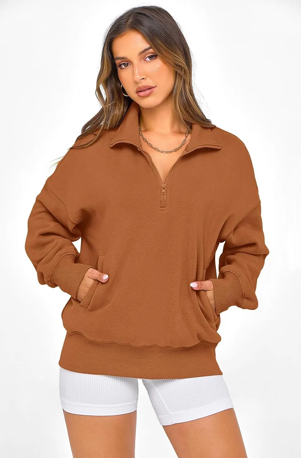 PRETTYGARDEN Womens Half Zip Sweatshirts Fleece Hoodies 2024 Trendy Long Sleeve Pullover Tops Fall Winter Outfits with Pocket