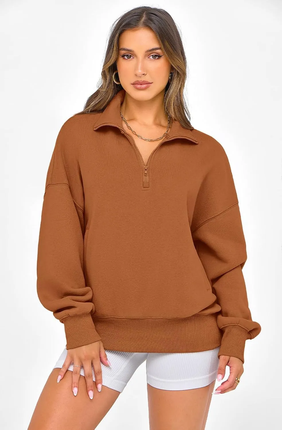 PRETTYGARDEN Womens Half Zip Sweatshirts Fleece Hoodies 2024 Trendy Long Sleeve Pullover Tops Fall Winter Outfits with Pocket