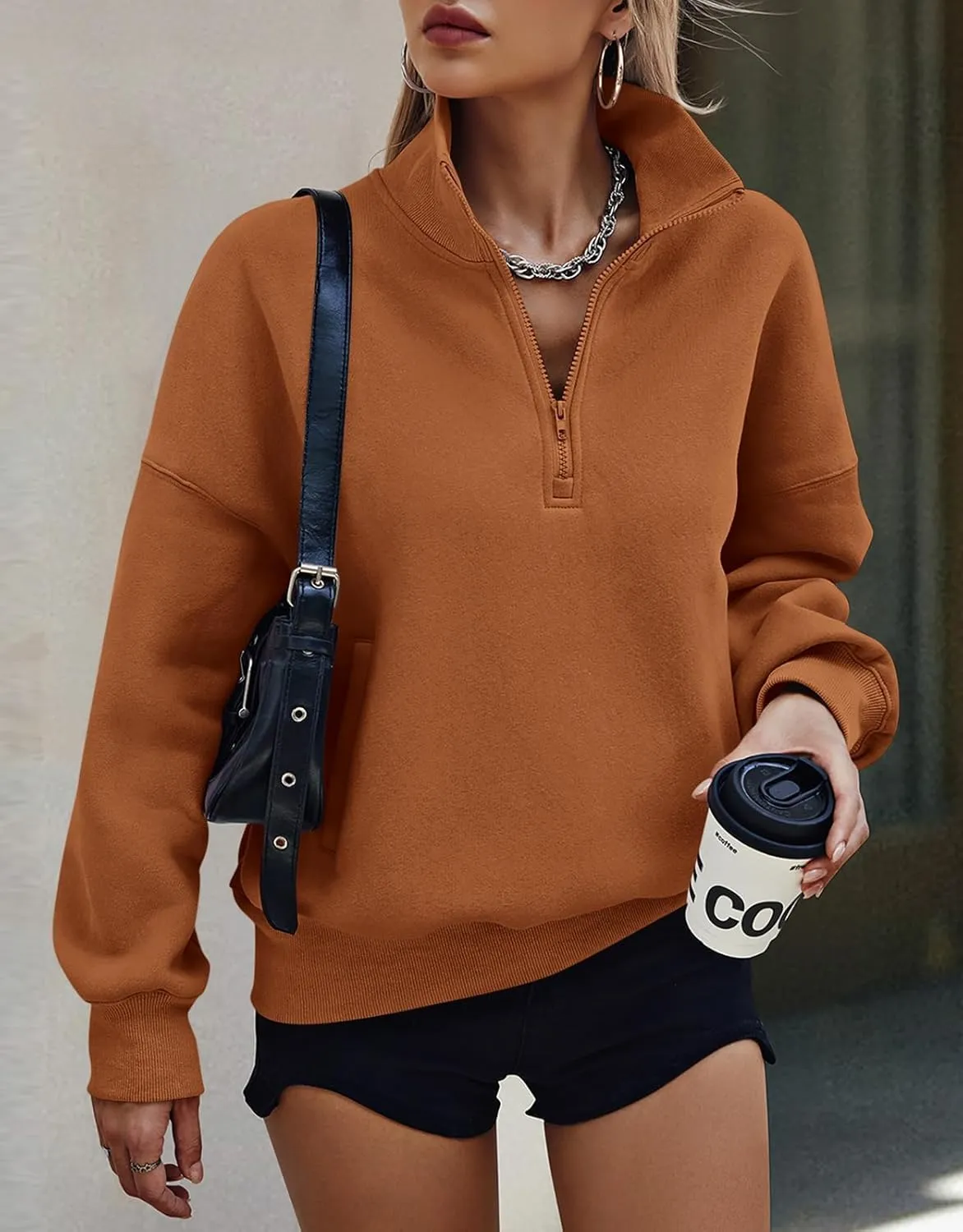 PRETTYGARDEN Womens Half Zip Sweatshirts Fleece Hoodies 2024 Trendy Long Sleeve Pullover Tops Fall Winter Outfits with Pocket