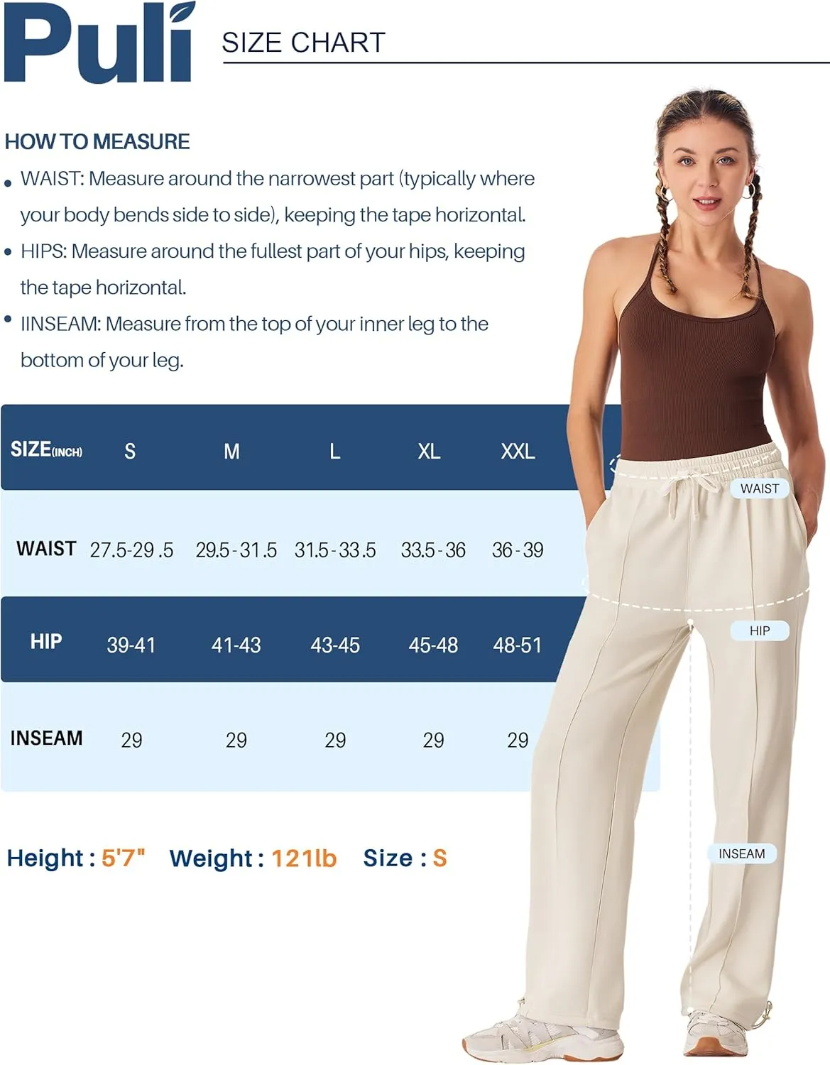 PULI Women Wide Leg Sweatpants 30" High Waist Lounge Yoga Pants Drawstring Loose Joggers with Pockets