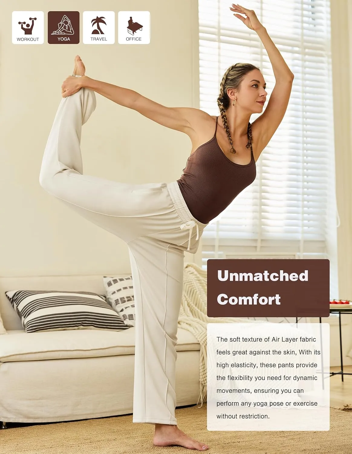 PULI Women Wide Leg Sweatpants 30" High Waist Lounge Yoga Pants Drawstring Loose Joggers with Pockets