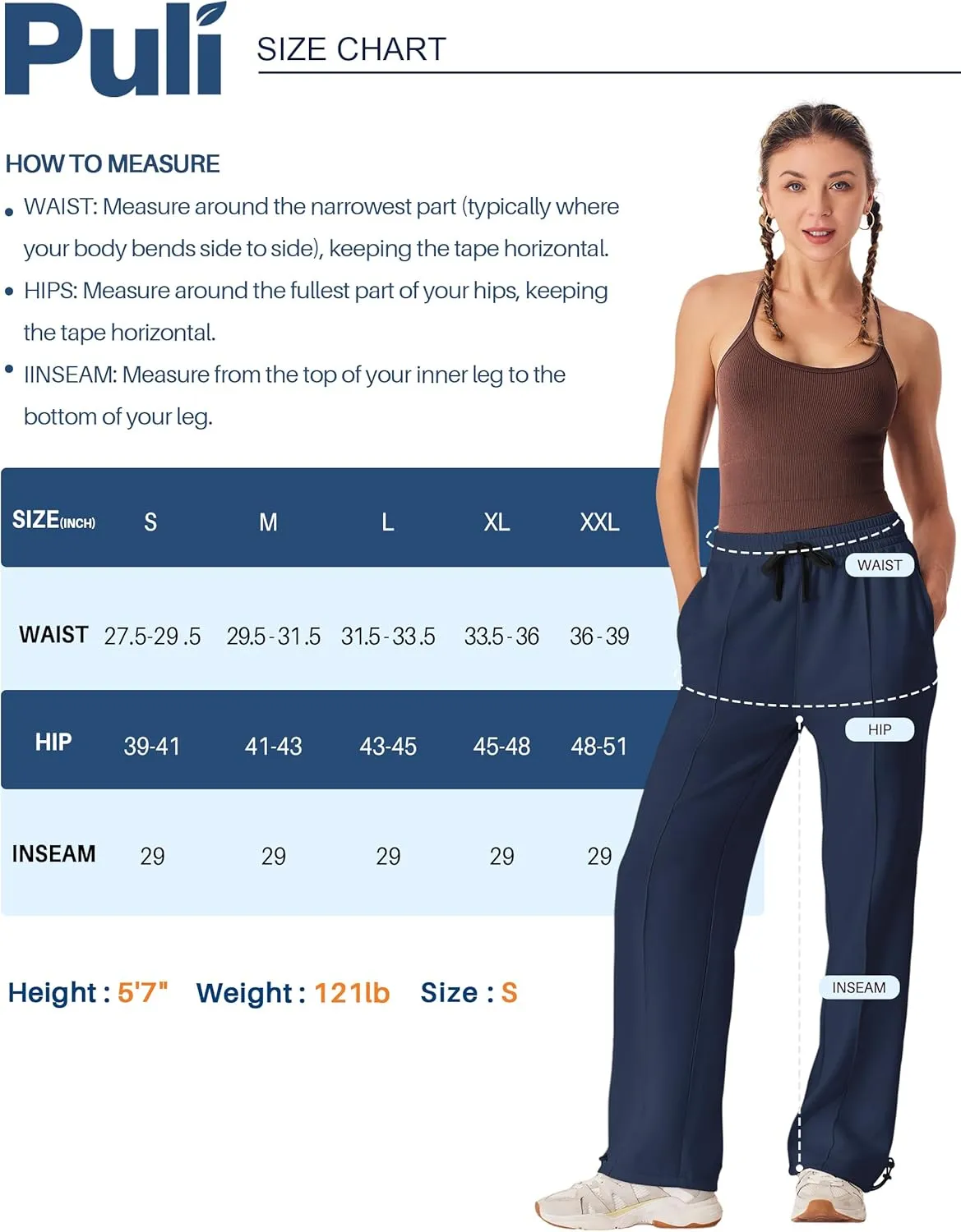 PULI Women Wide Leg Sweatpants 30" High Waist Lounge Yoga Pants Drawstring Loose Joggers with Pockets