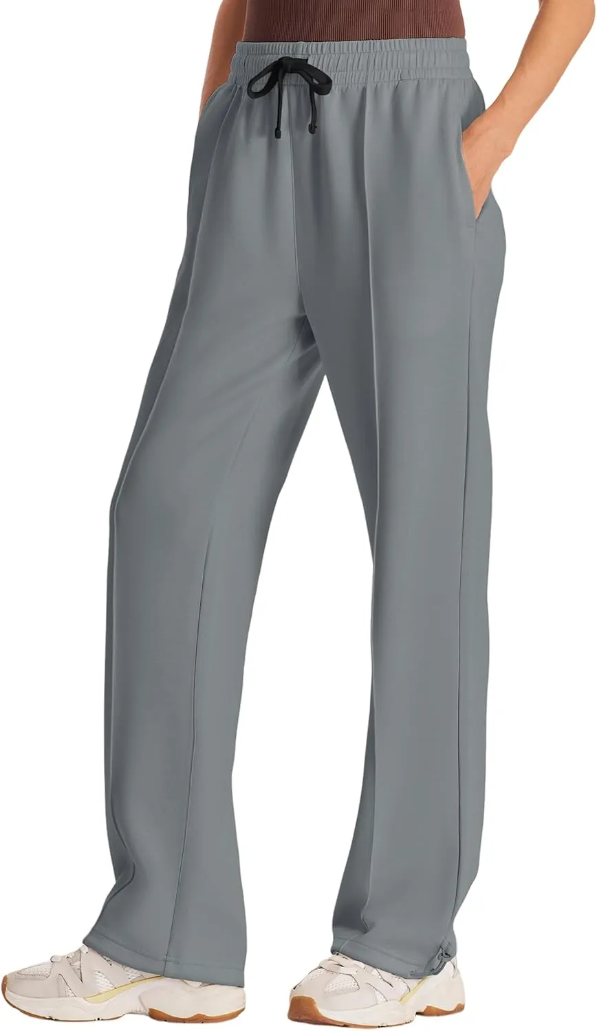 PULI Women Wide Leg Sweatpants 30" High Waist Lounge Yoga Pants Drawstring Loose Joggers with Pockets