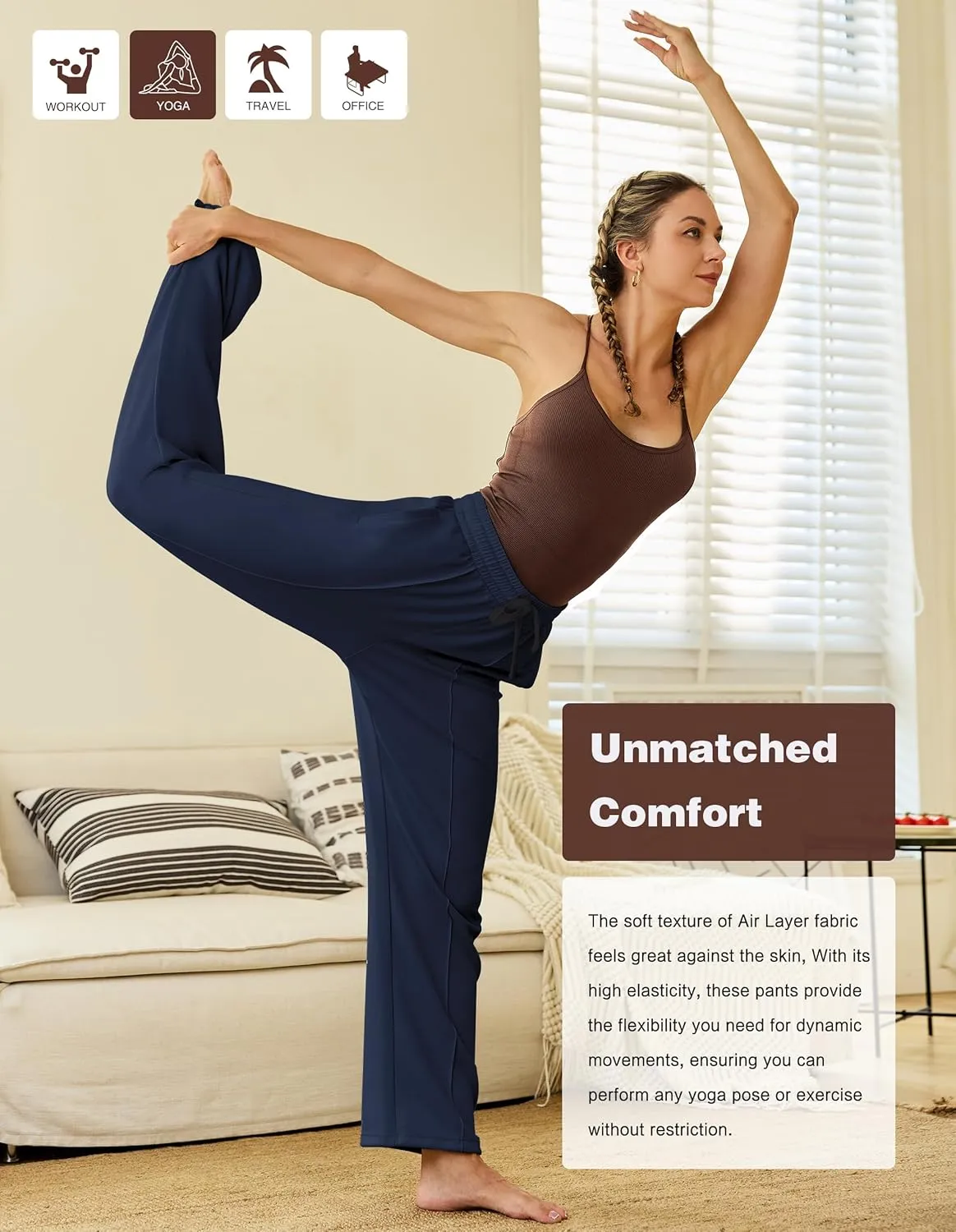 PULI Women Wide Leg Sweatpants 30" High Waist Lounge Yoga Pants Drawstring Loose Joggers with Pockets
