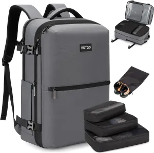 RDTGO Carry on Backpack, 40L Flight Approved Travel Backpack for Men & Women, Expandable luggage Backpack with 4 Packing Cubes, 17 inch Laptop Backpack,Water-Resistant Business Daypack Weekender Bag