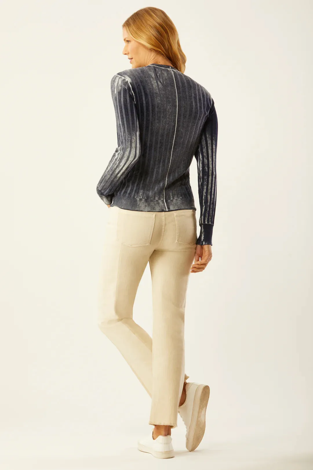 Reversed Print Rib Crew Neck Top
