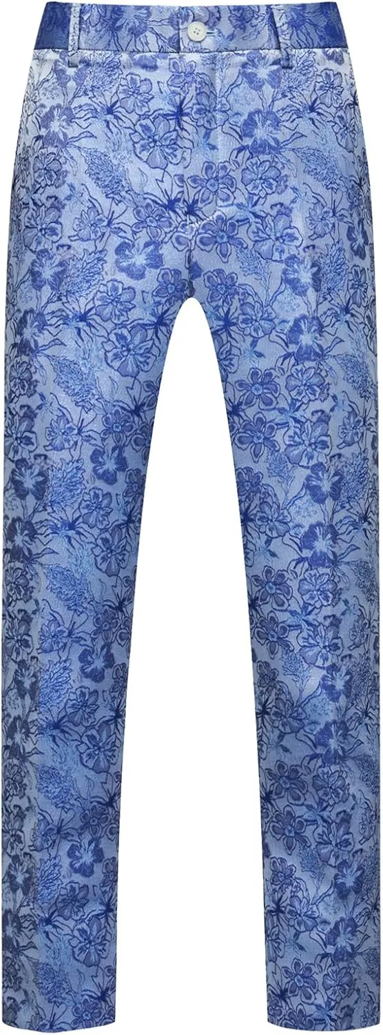 Rogers & Morris Tuxedo for Men Slim fit 2 Piece Suits Set for Prom with Floral Patterm Suit Jacket Pants