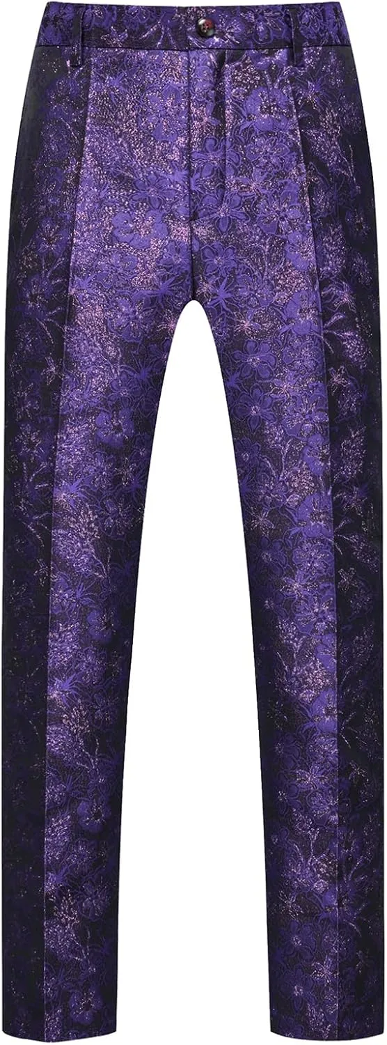 Rogers & Morris Tuxedo for Men Slim fit 2 Piece Suits Set for Prom with Floral Patterm Suit Jacket Pants