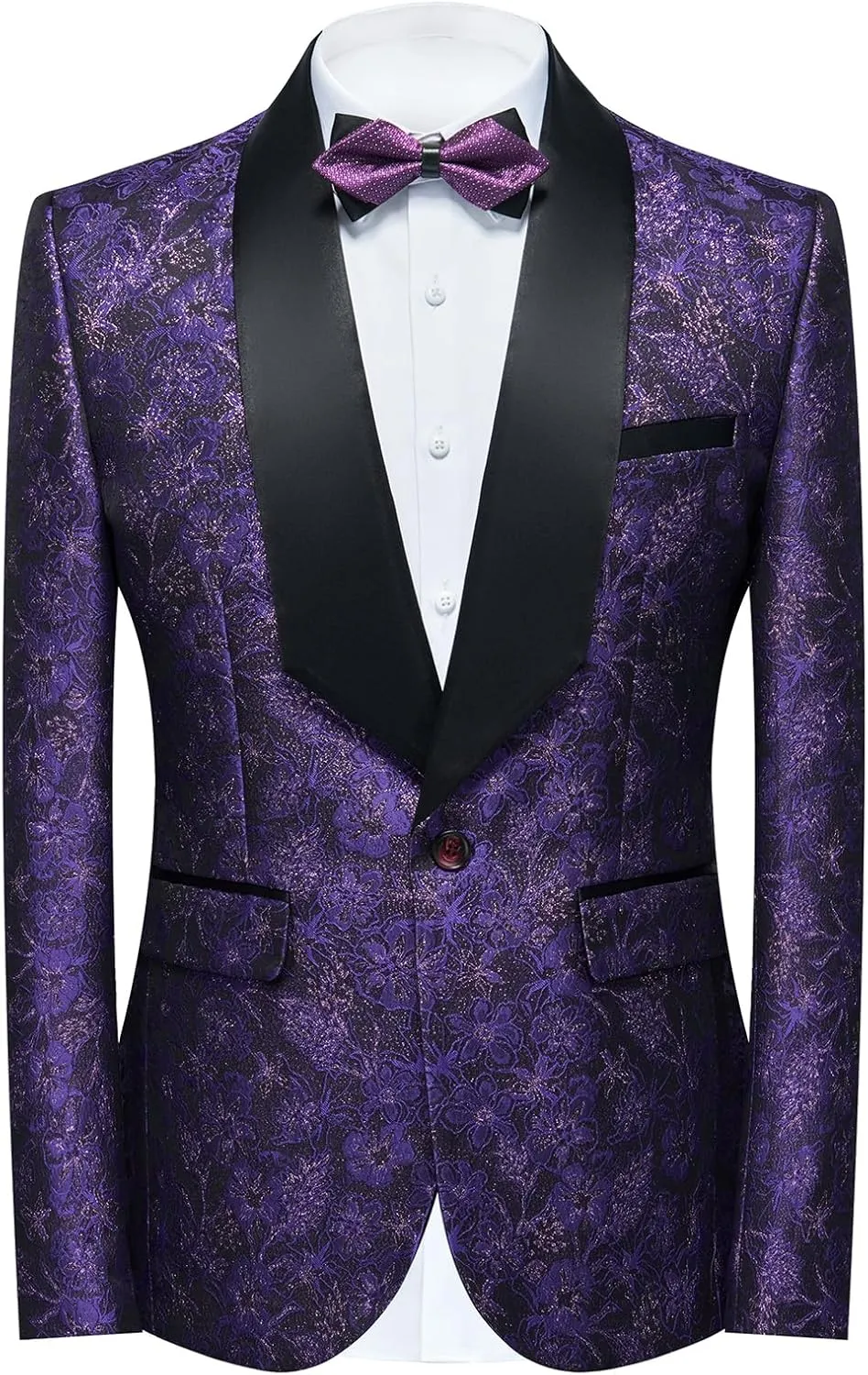 Rogers & Morris Tuxedo for Men Slim fit 2 Piece Suits Set for Prom with Floral Patterm Suit Jacket Pants