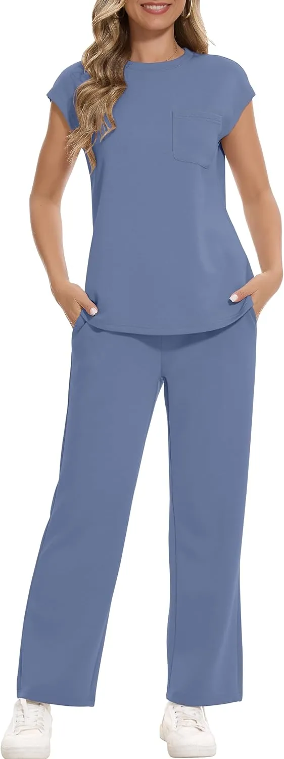 RUBZOOF Lounge Sets for Women 2 Piece Track Suits Outfits 2025 Travel Summer Casual Outfit Sets Matching Pants Set Clothing