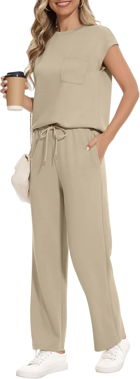 RUBZOOF Lounge Sets for Women 2 Piece Track Suits Outfits 2025 Travel Summer Casual Outfit Sets Matching Pants Set Clothing