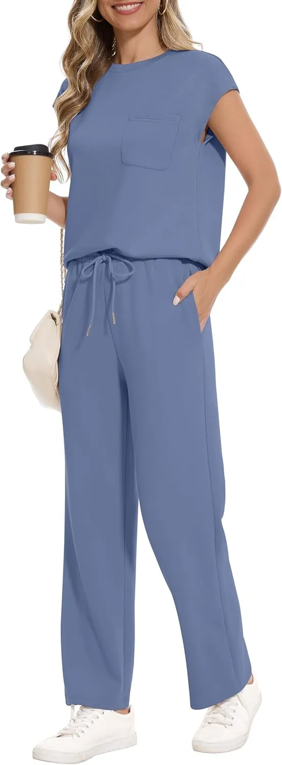 RUBZOOF Lounge Sets for Women 2 Piece Track Suits Outfits 2025 Travel Summer Casual Outfit Sets Matching Pants Set Clothing