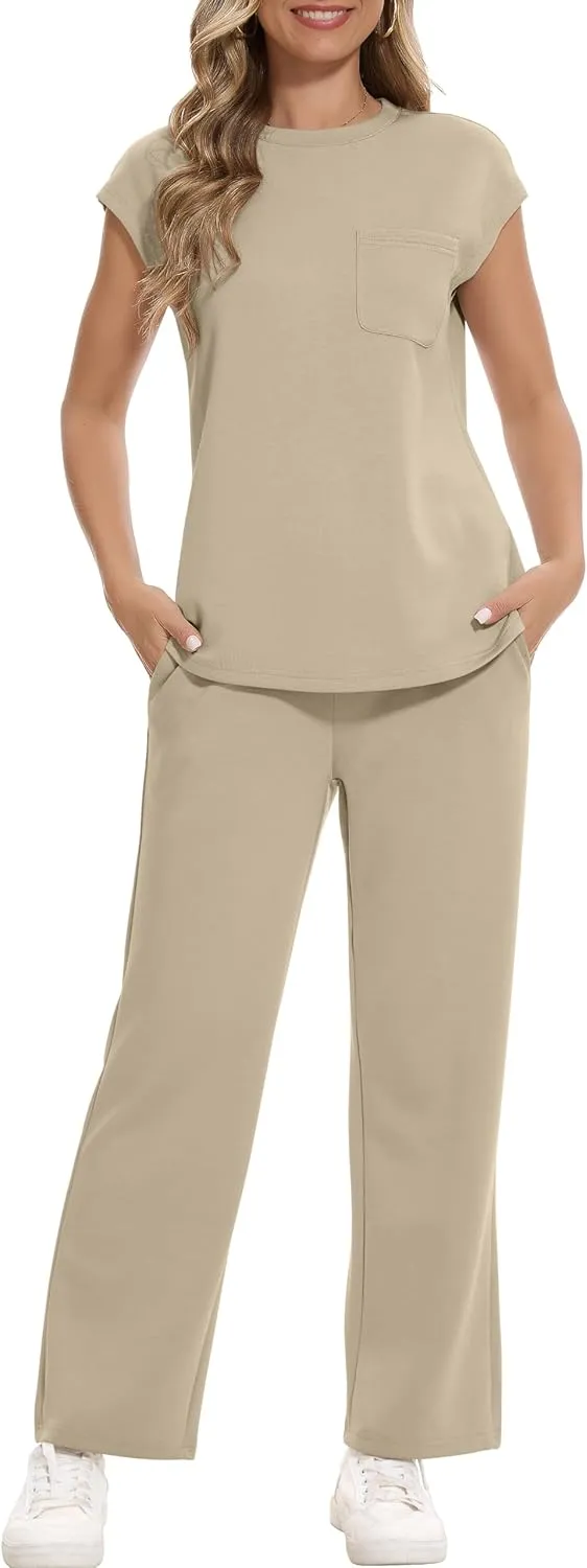 RUBZOOF Lounge Sets for Women 2 Piece Track Suits Outfits 2025 Travel Summer Casual Outfit Sets Matching Pants Set Clothing