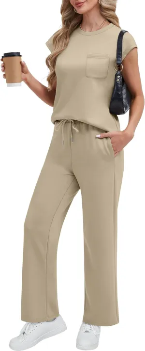 RUBZOOF Lounge Sets for Women 2 Piece Track Suits Outfits 2025 Travel Summer Casual Outfit Sets Matching Pants Set Clothing