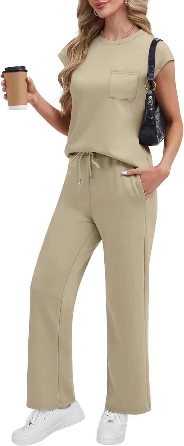 RUBZOOF Lounge Sets for Women 2 Piece Track Suits Outfits 2025 Travel Summer Casual Outfit Sets Matching Pants Set Clothing