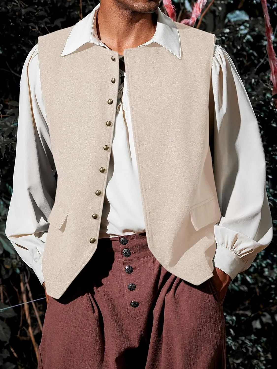 Runcati Mens Colonial Vest Renaissance Medieval Viking Costume Gothic Steampunk Halloween Retro Waistcoat