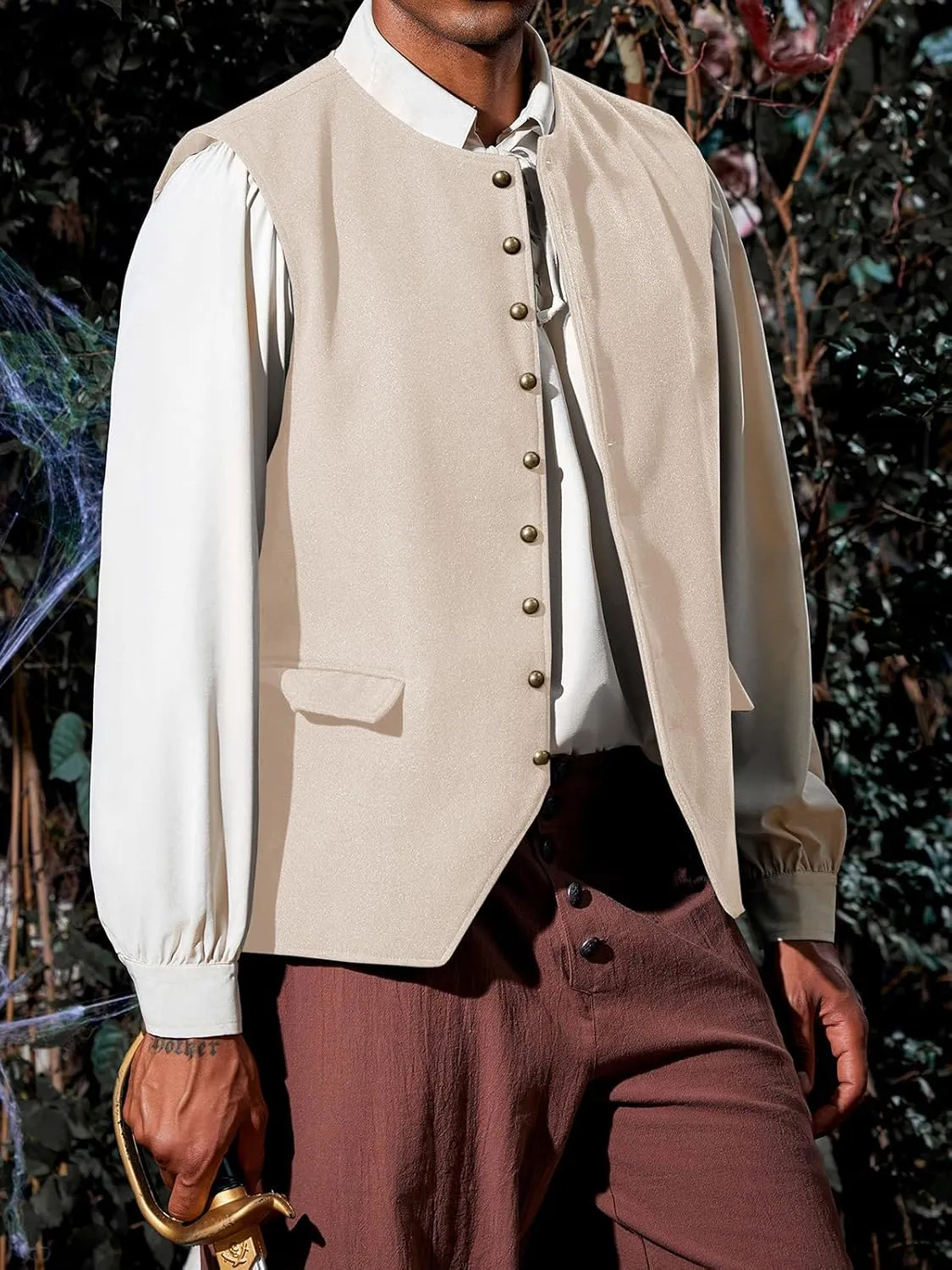 Runcati Mens Colonial Vest Renaissance Medieval Viking Costume Gothic Steampunk Halloween Retro Waistcoat