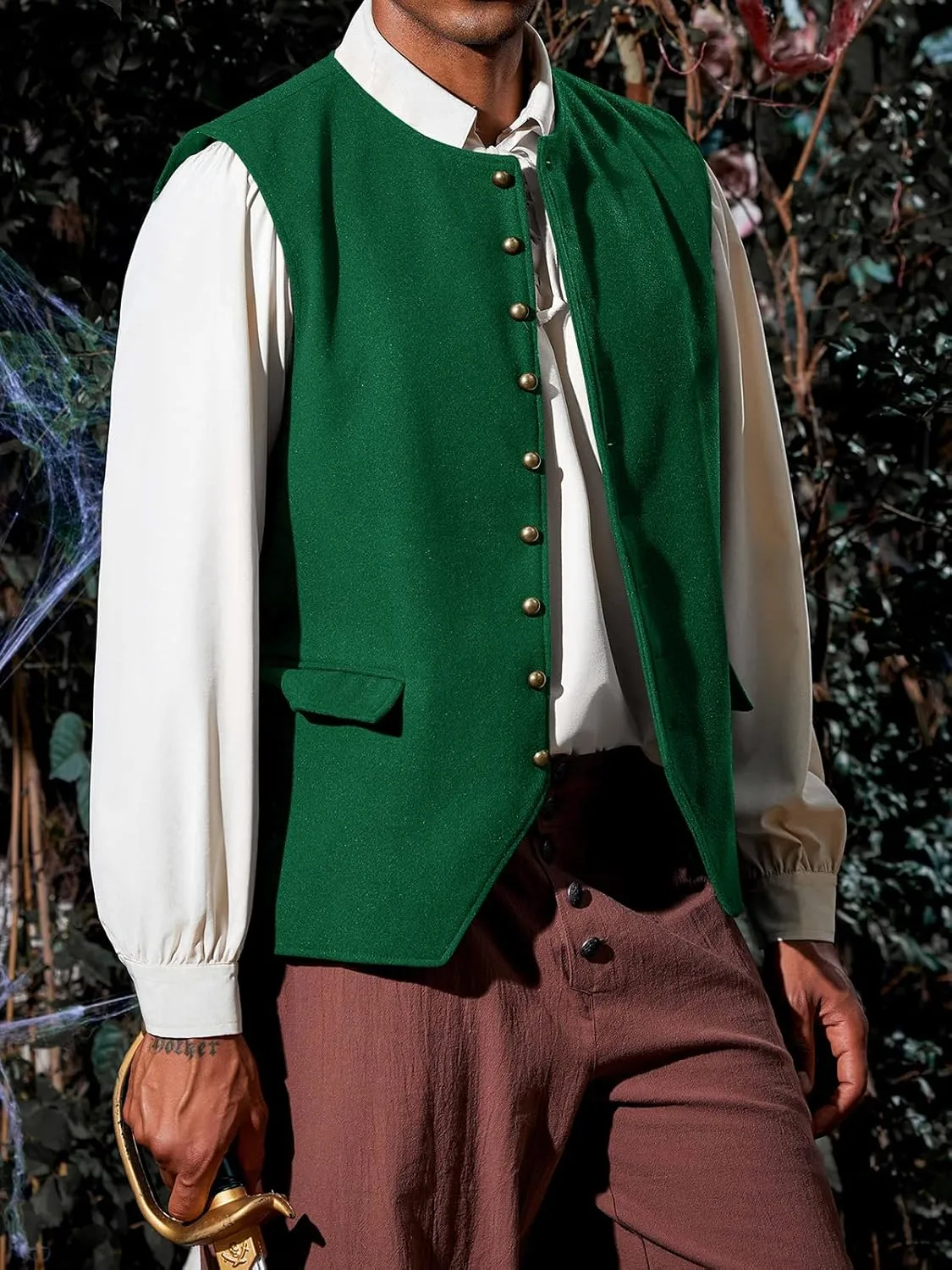 Runcati Mens Colonial Vest Renaissance Medieval Viking Costume Gothic Steampunk Halloween Retro Waistcoat