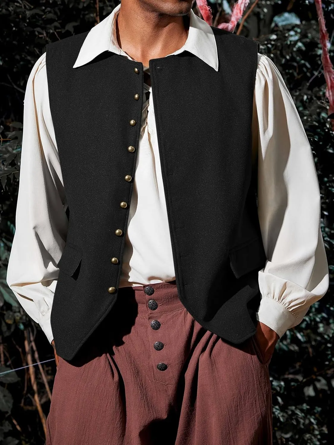 Runcati Mens Colonial Vest Renaissance Medieval Viking Costume Gothic Steampunk Halloween Retro Waistcoat