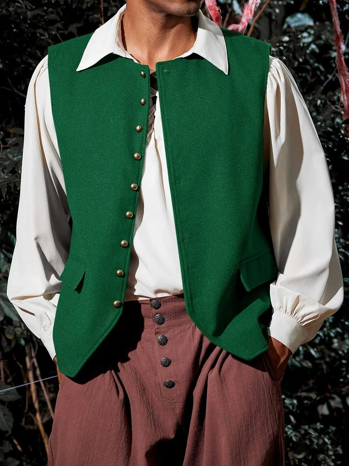 Runcati Mens Colonial Vest Renaissance Medieval Viking Costume Gothic Steampunk Halloween Retro Waistcoat
