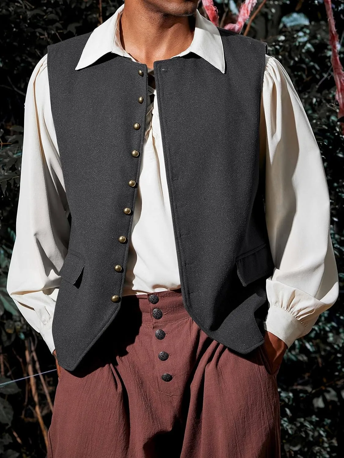 Runcati Mens Colonial Vest Renaissance Medieval Viking Costume Gothic Steampunk Halloween Retro Waistcoat