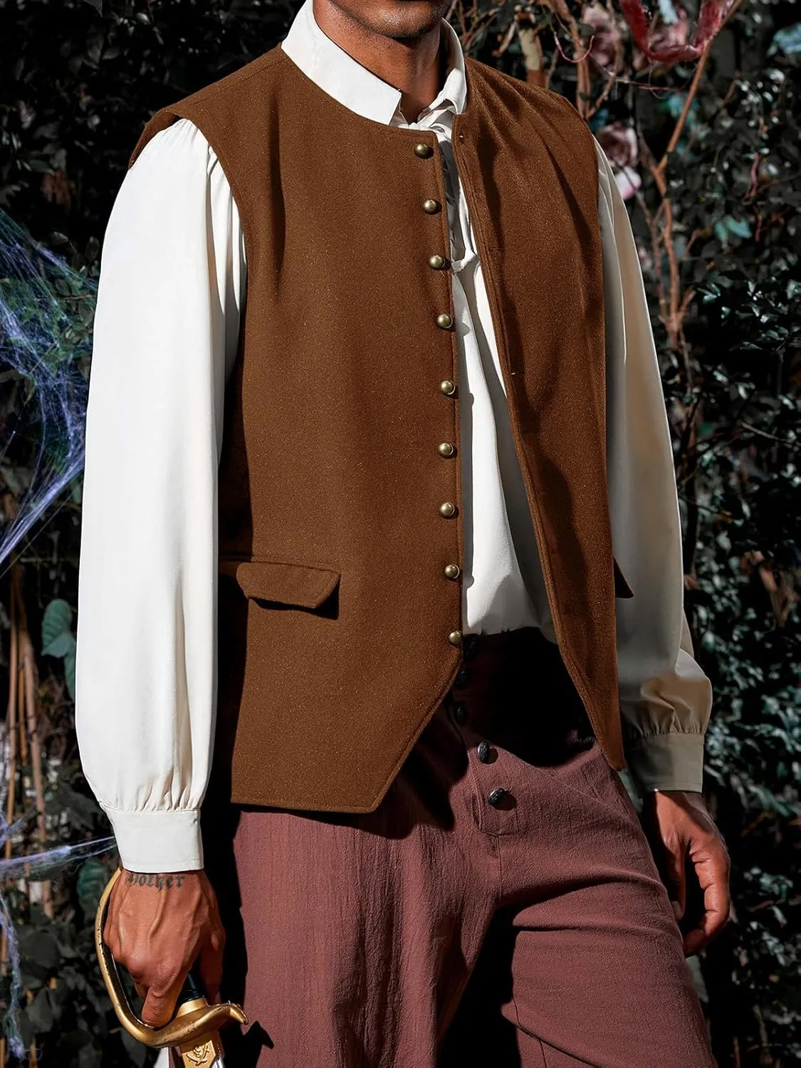 Runcati Mens Colonial Vest Renaissance Medieval Viking Costume Gothic Steampunk Halloween Retro Waistcoat