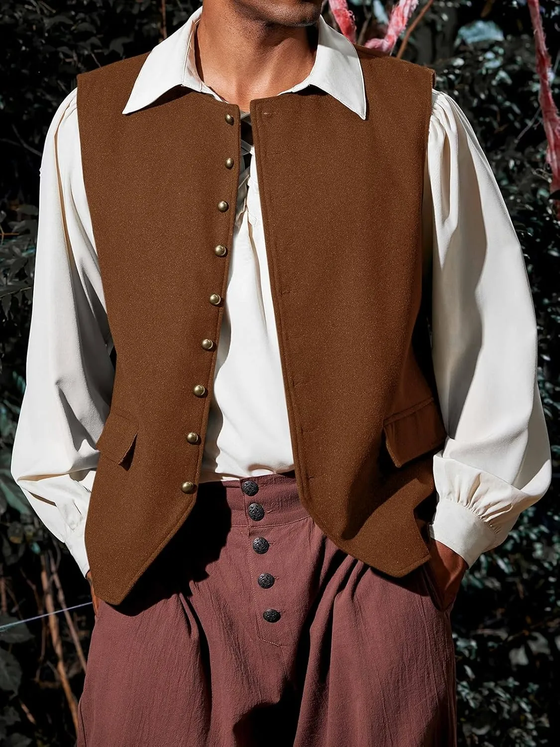 Runcati Mens Colonial Vest Renaissance Medieval Viking Costume Gothic Steampunk Halloween Retro Waistcoat