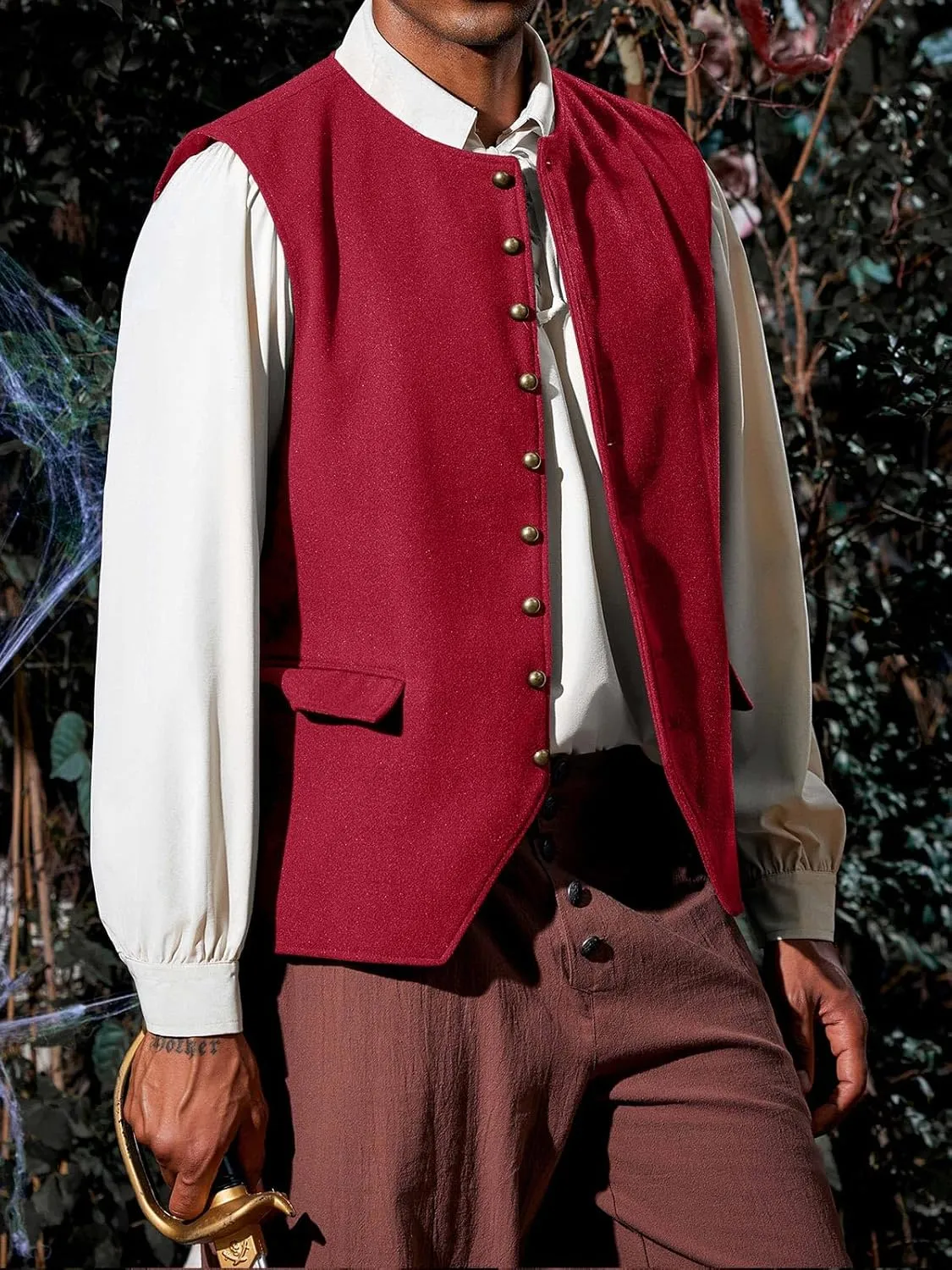 Runcati Mens Colonial Vest Renaissance Medieval Viking Costume Gothic Steampunk Halloween Retro Waistcoat