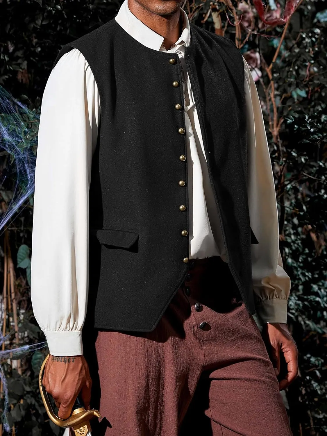 Runcati Mens Colonial Vest Renaissance Medieval Viking Costume Gothic Steampunk Halloween Retro Waistcoat