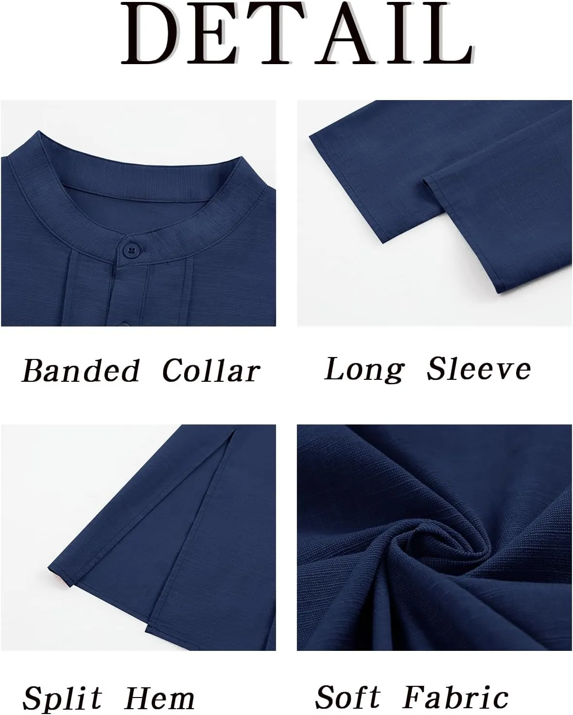Runcati Mens Kaftan Thobe Button Down Henley Shirts Robe Long Sleeve Casual Cotton Pleated Muslim Gown Shirt