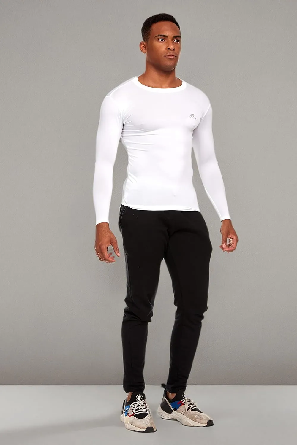 Russell Athletic Men's Long-Sleeve Compression Top Lightweight Compression Shirts for Men Running Athletic Workout