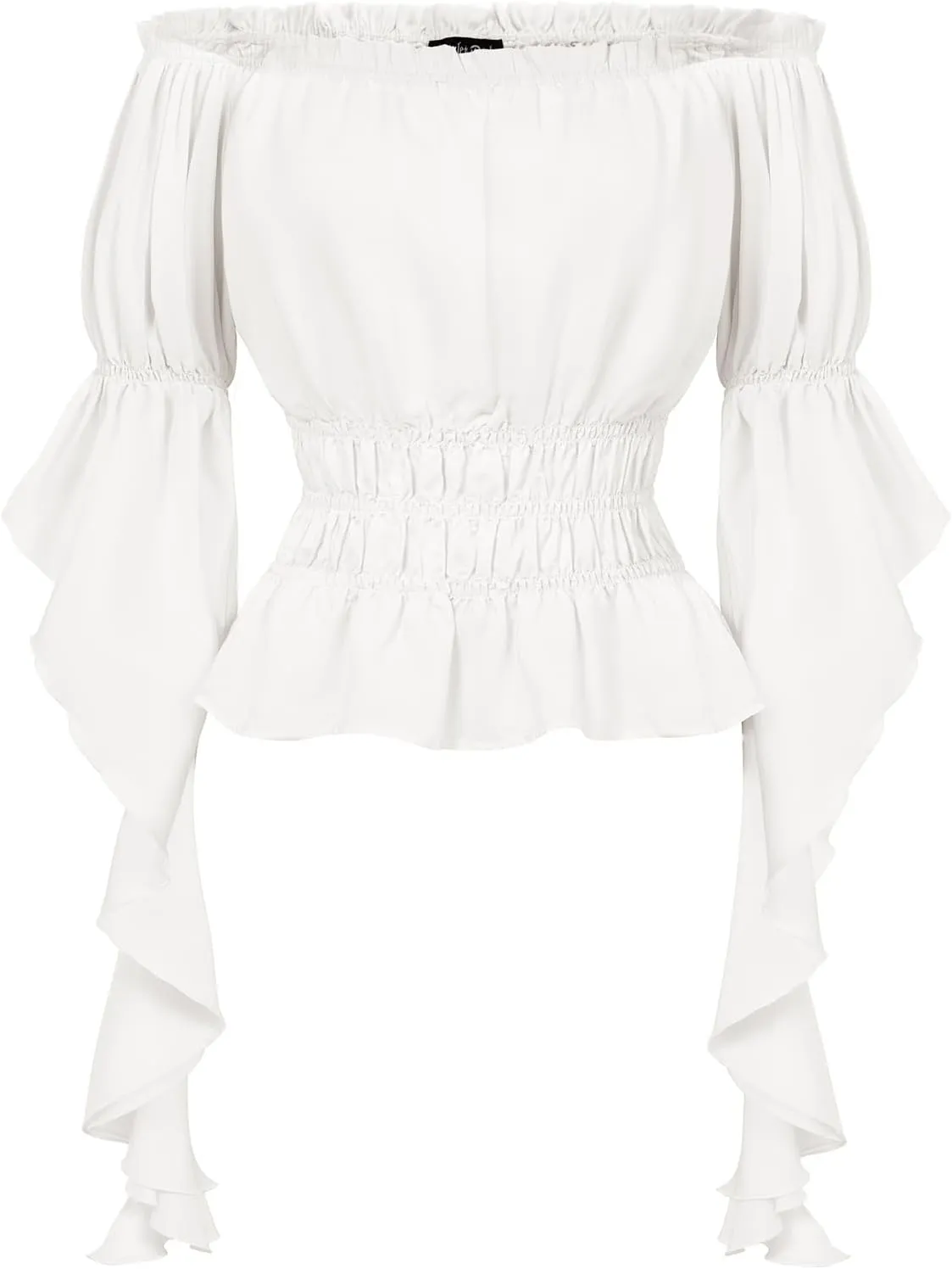 Scarlet Darkness Women's Renaissance Shirt Ruffle Sleeve Off The Shoulder Peplum Blouse Peasant Dressy Top