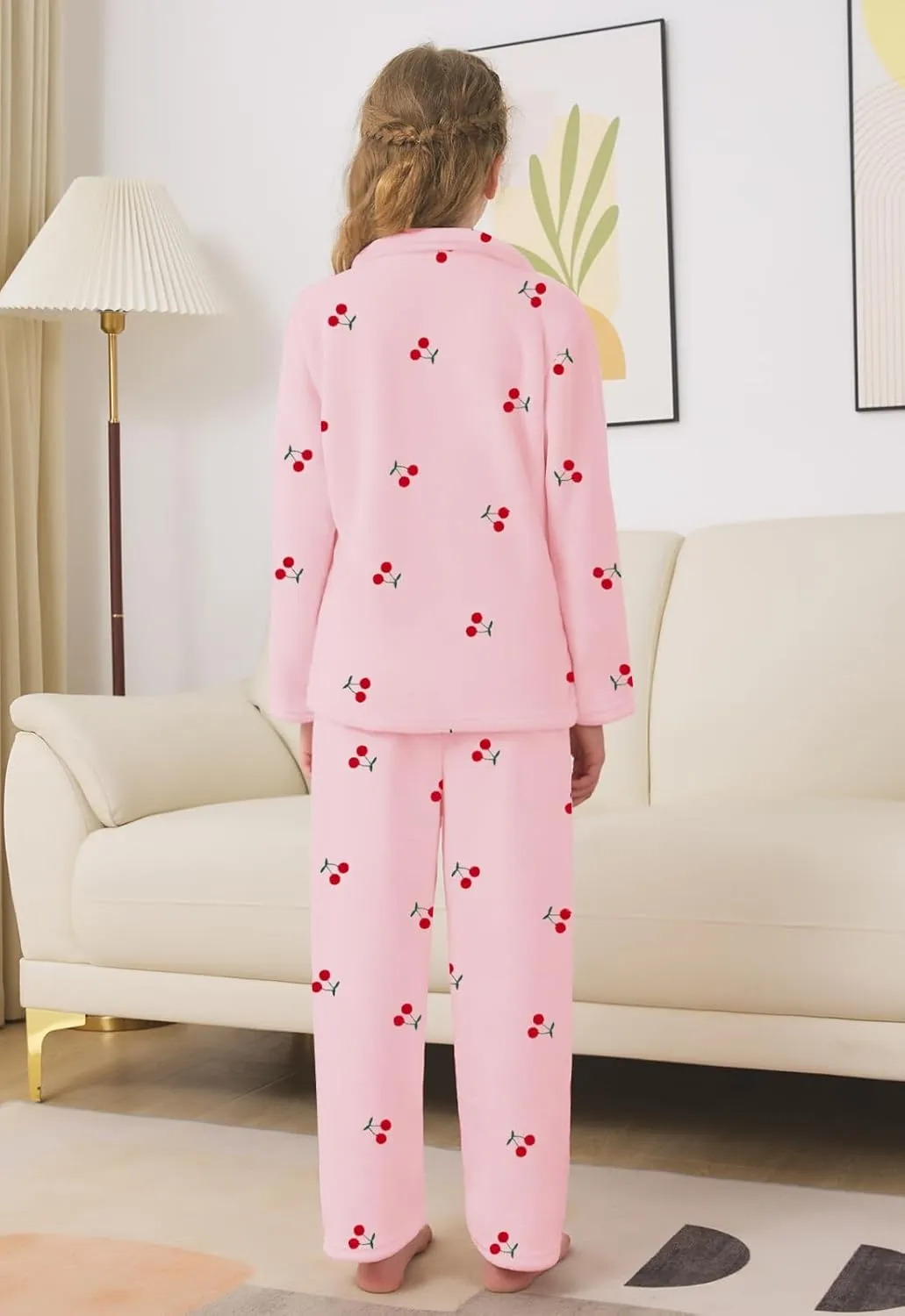 Schbbbta Girls Fuzzy Pajama Set, 2 Piece Soft Plush Fleece Pjs Loungewear, 3 Years - 15 Years