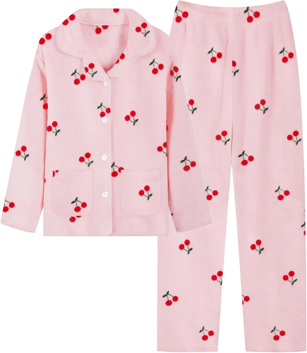 Schbbbta Girls Fuzzy Pajama Set, 2 Piece Soft Plush Fleece Pjs Loungewear, 3 Years - 15 Years