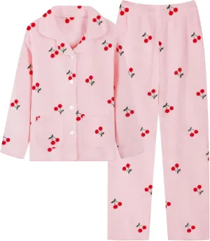 Schbbbta Girls Fuzzy Pajama Set, 2 Piece Soft Plush Fleece Pjs Loungewear, 3 Years - 15 Years