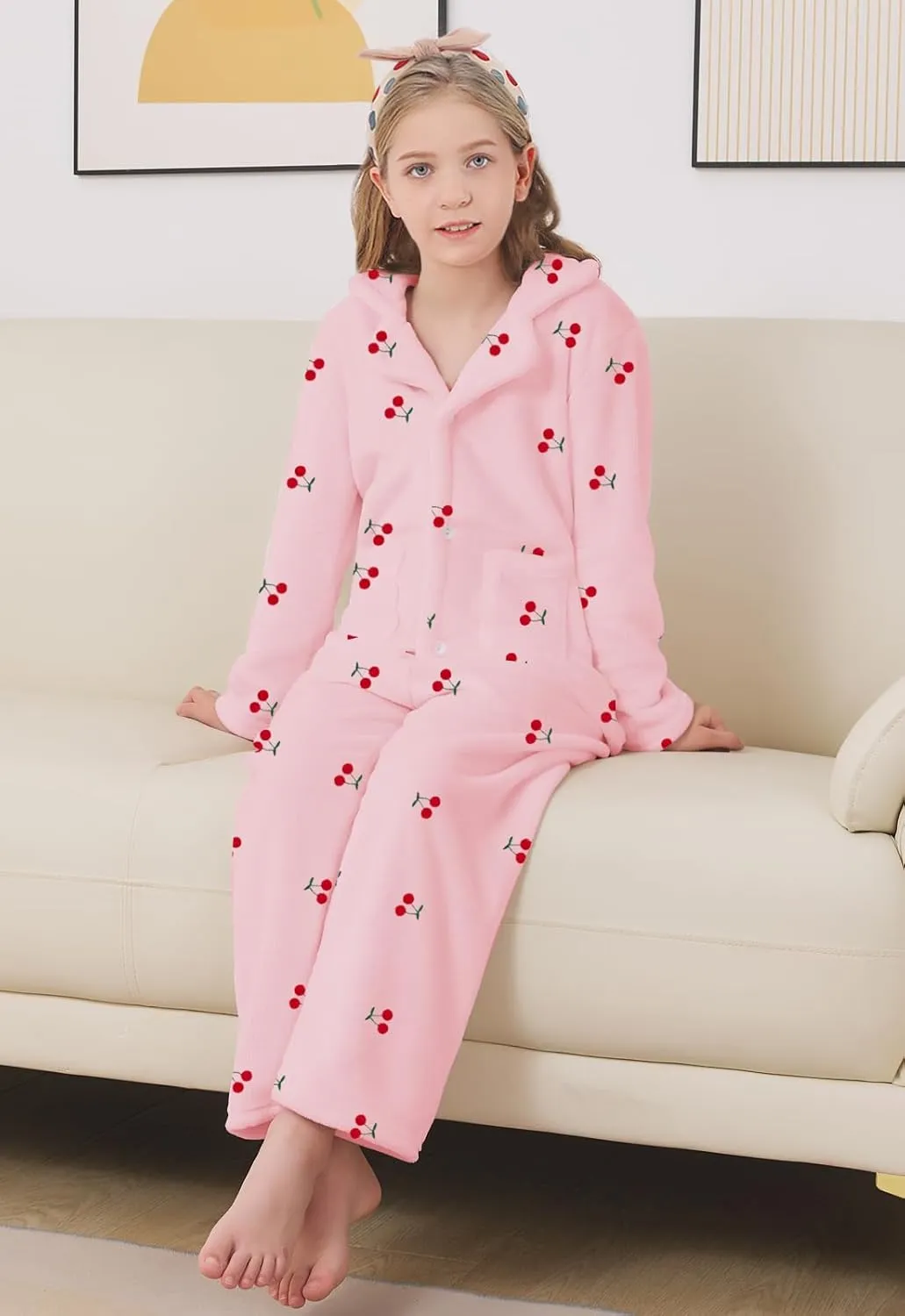 Schbbbta Girls Fuzzy Pajama Set, 2 Piece Soft Plush Fleece Pjs Loungewear, 3 Years - 15 Years